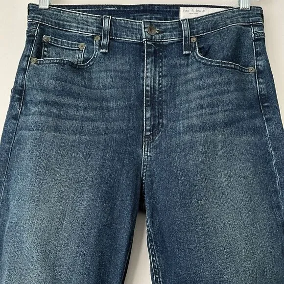 rag & bone Blue Nina Iconic Jeans High Rise Skinny Leg Raw Hem 32
